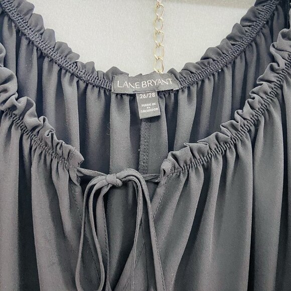 Lane Bryant Black Peasant Style Top SZ 26/28 Boho/Tunic Peplum Off/On Shoulder - Picture 5 of 9